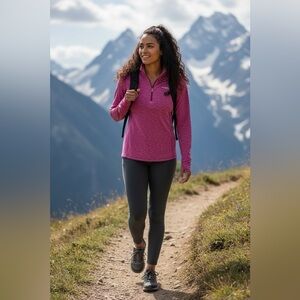 Columbia Pink Space Dye 1/4 Zip Pullover 1X Athletic Hiking Top